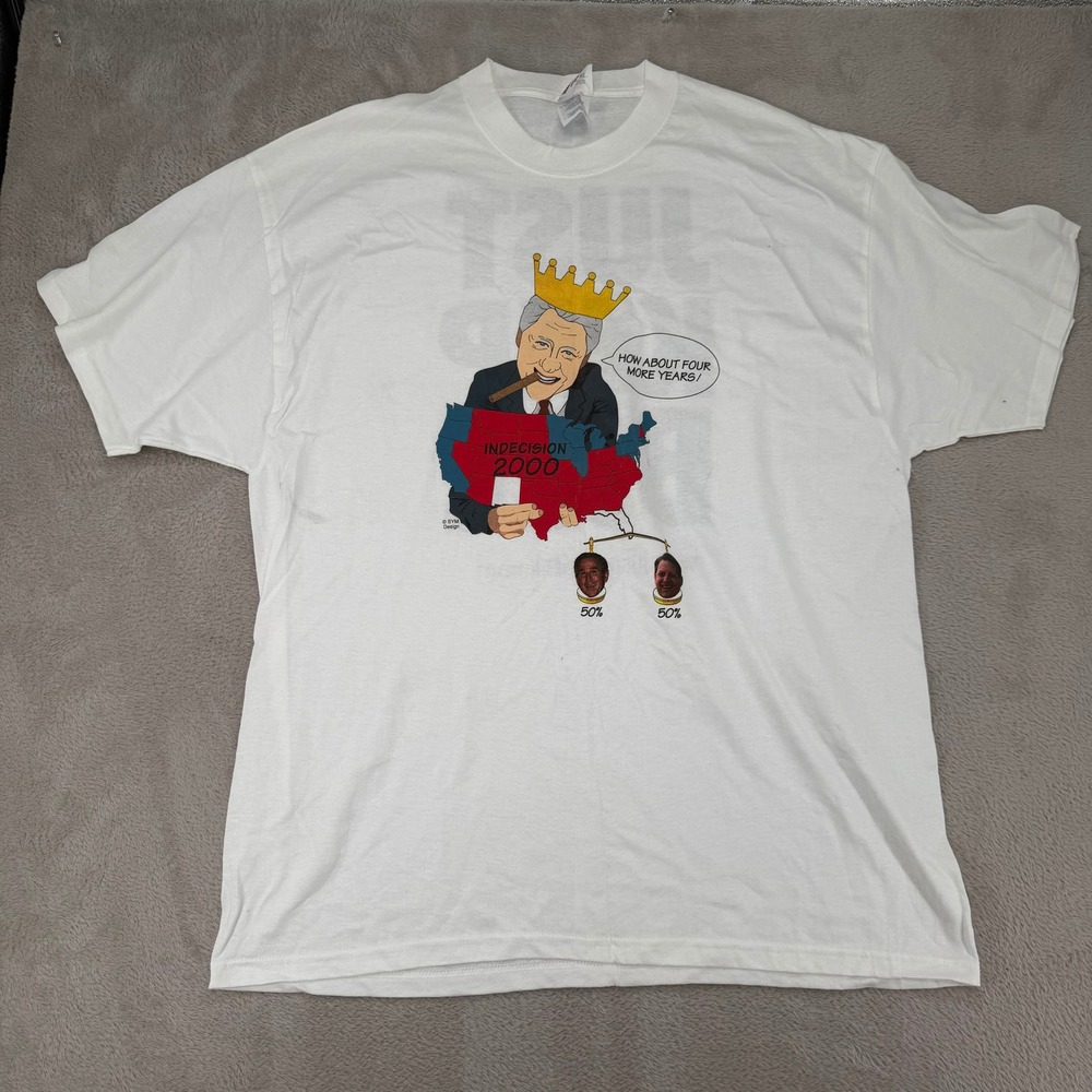 VTG Just Keep Bill Graphic T-Shirt Mens Small White Preowned Short Sleeve